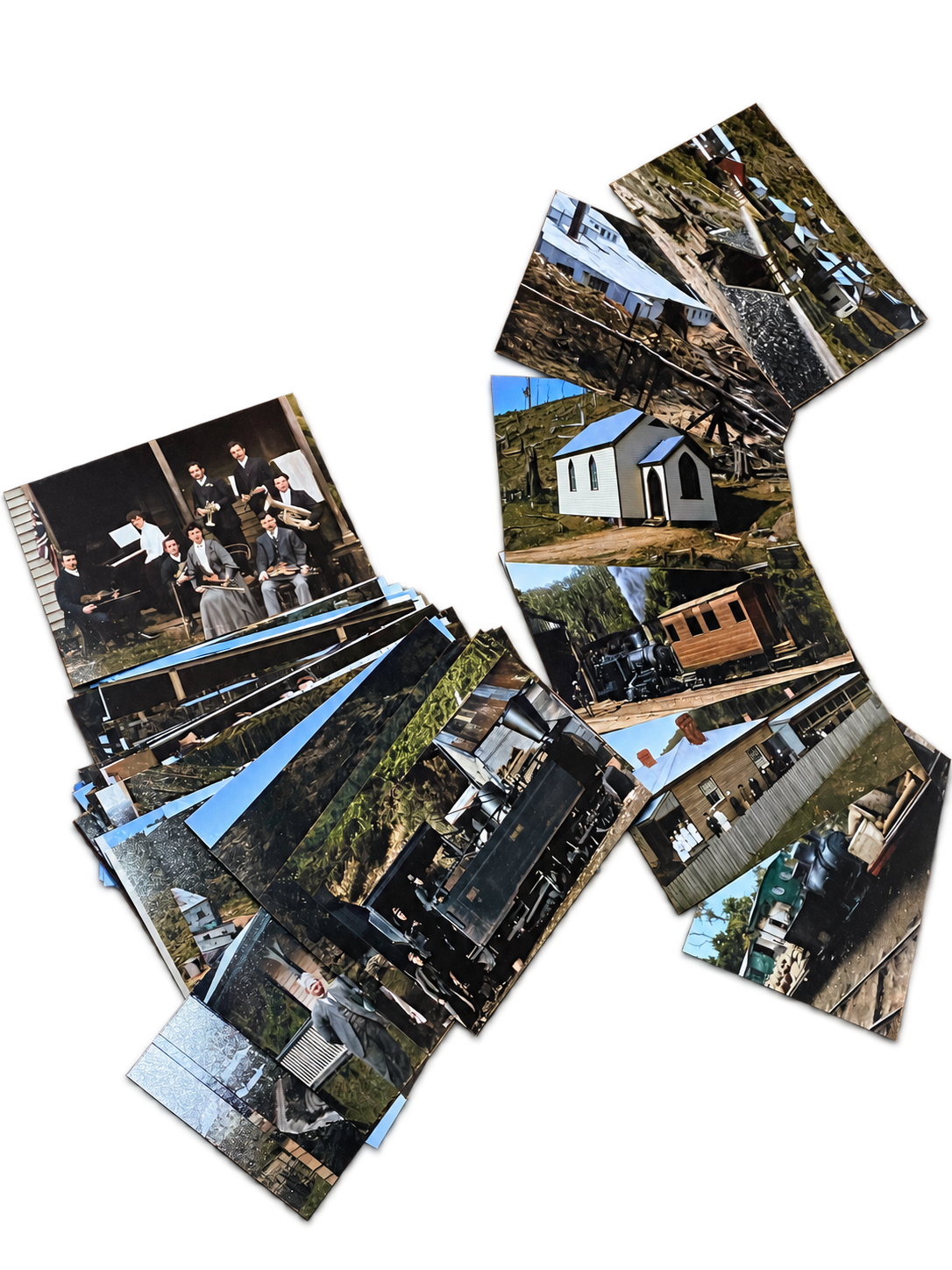 A collection of historic Magnet photographs, isolated on a clear background